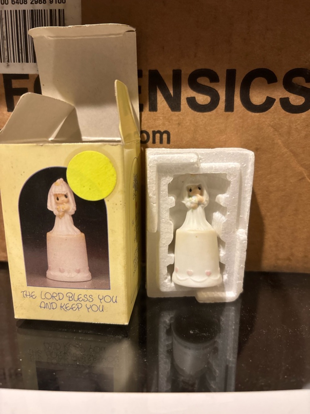 Cherished Teddies Cream and Pink Ceramic Bell Figurine